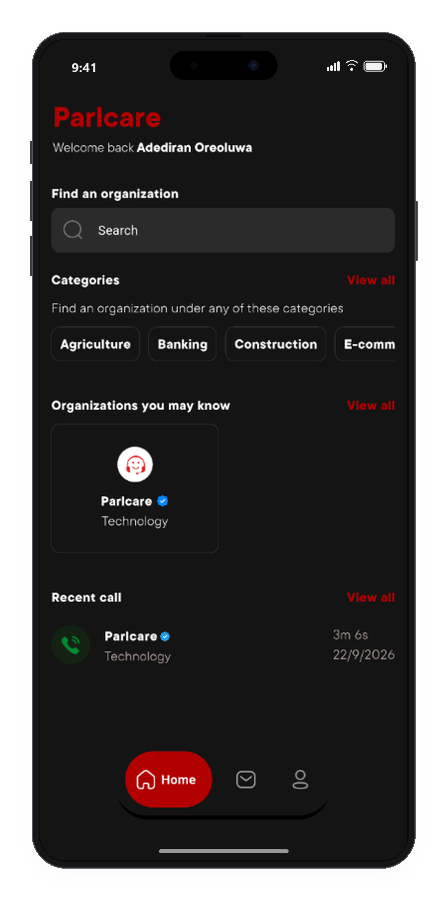 Parlcare Personal Home & Business Discovery Screen